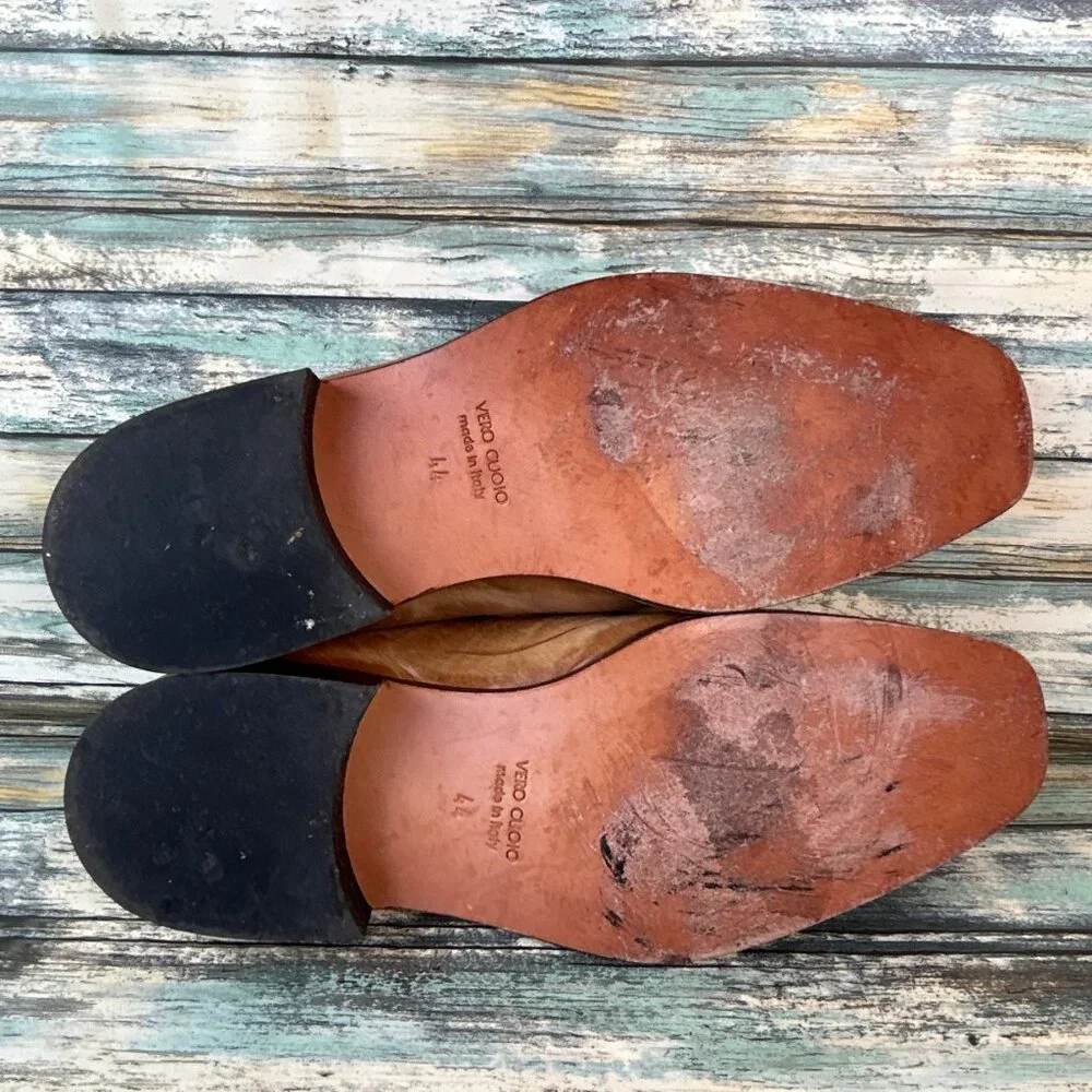 L. Lambertazzi Loafers Mens 11-11.5/44 Brown Leather Handmade Bicycle Toe Dress